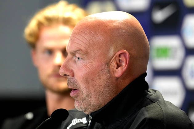 Norway Denmark Nations League Oslo 20260923 Press conference with Denmark’s national team coach Brian Riemer and Morten Hjulmand at Ullevaal Stadium on the day of the international soccer match between Norway and Denmark, to be played on Thursday, September 24. Photo: Cornelius Poppe, NTB, Oslo, Norway. EDEDITORIAL USE ONLY; RESTRICTED USE FOR BETTING COMPANIES  Copyright: xCorneliusxPoppex xNTBx