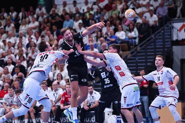 Goal by Harald Reinkind of THW Kiel, September 6, 2026, TV Huettenberg vs. THW Kiel, Handball, DHB Cup, 2nd Round, 2026–2027 season, September 23, 2026, Germany, TV Huettenberg vs. THW Kiel, Handball, DHB Cup, Round 2, 2026–2027 season, September 23, 2026, Wetzlar Copyright: xEibner-Pressefoto RenexWeissx EP_RWS