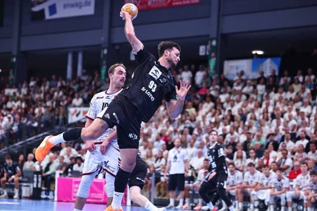 Goal by Veron Nacinovic (THW Kiel), 93 GER, TV Huettenberg vs. THW Kiel, Handball, DHB Cup, 2nd Round, 2026–2027 Season, September 23, 2026, Germany, TV Huettenberg vs. THW Kiel, Handball, DHB Cup, Round 2, 2026–2027 season, September 23, 2026, Wetzlar Copyright: xEibner-Pressefoto RenexWeissx EP_RWS
