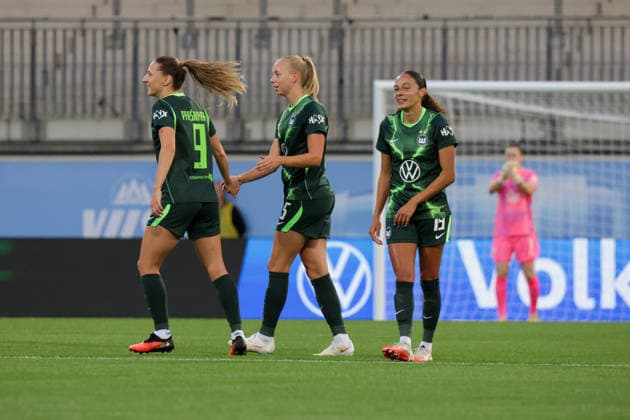 September 23, 2026, xgrfx, Soccer: UEFA Women s Europa Cup, VfL Wolfsburg vs. SK Sturm Graz, Goal: Ella Peddemors (1-0) VfL Wolfsburg, AOK Stadium