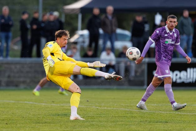 Maurice Merkl, 22, TSV Landsberg, during the match between TSV Landsberg and FC Ingolstadt 04, soccer, men s, Toto Cup, 2026–2027, quarterfinals on September 23, 2026, in Landsberg am Lech, Sportpark Bayern, Germany