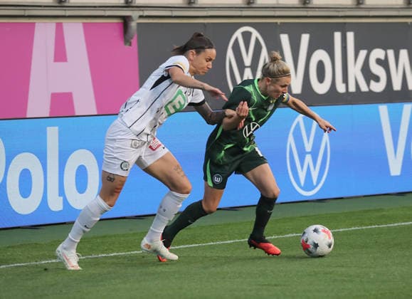 Lilla Sipos, SK Sturm Graz, Svenja Huth, VfL Wolfsburg, Soccer, Women s, 2026–2027 Season, UEFA, Women s Europa Cup Qualifying, Round 2, AOK Stadium Wolfsburg, VfL Wolfsburg vs. Sturm Graz