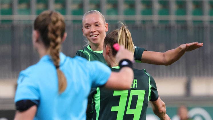 VfL vs. Graz, Women s Europa League Qualifiers, Wolfsburg, September 23, 2026, Soccer, Women’s, VfL Wolfsburg vs. SK Sturm Graz, UEFA Women’s Europa League Qualifiers, Round 2, 2026–2027 Season. Ella Paddemor of VfL Wolfsburg celebrates after scoring the 1–0 goal at AOK Stadion Niedersachsen, Germany.