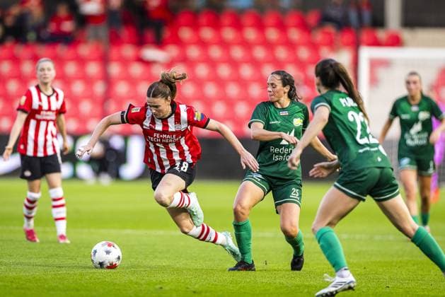 EINDHOVEN , 23-09-2026 , Ten Cate stadium De Herdgang , season 2026 2027 , UEFA Women™s Europa Cup , football , match between PSV and Fortuna Hjorring , picture shows PSV - Fortuna Hjorring  x207462987x Copyright: