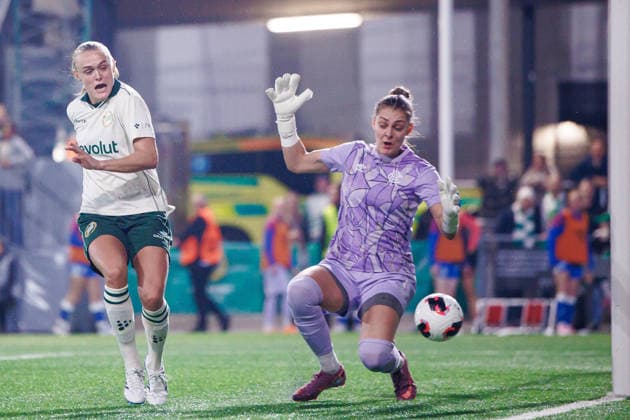 September 23, 2026: Elin Sorum of Hammarby scores the 1-0 goal during the UEFA Women’s Europa Cup soccer match between Hammarby and Rangers FC on September 23, 2026 in Stockholm. Photo by Kenta Jönsson, BILDBYRAN COP 210 KJ0378. soccer, football, European Cup, Hammarby, Rangers FC, UEFA Women’s Europa Cup, women’s soccer, BBENG  Copyright: KENTAxJÖNSSON BB260923KJ018