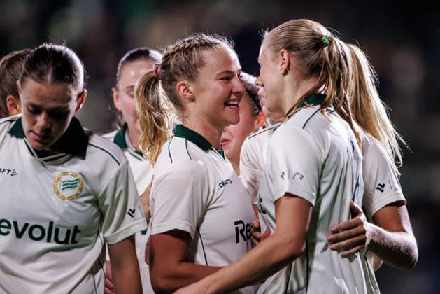 September 23, 2026: Mathilde Janzen and Elin Sorum of Hammarby celebrate after scoring the 1-0 goal during the UEFA Women’s Europa Cup soccer match between Hammarby and Rangers FC on September 23, 2026 in Stockholm. Photo by Kenta Jönsson, BILDBYRAN COP 210 KJ0378: soccer, football, fotball, Europa Cup, Hammarby, Rangers FC, UEFA Women’s Europa Cup, women’s soccer, BBENG, celebration  Copyright: KENTAxJÖNSSON BB260923KJ019