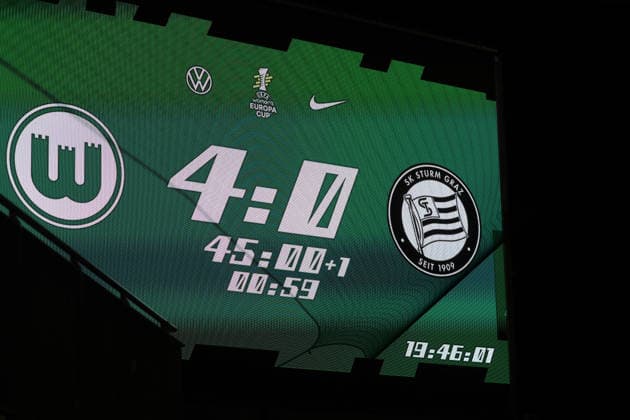 Halftime 4-0 Soccer, Women s, 2026–2027 Season, UEFA, Women s Europa Cup Qualifiers, Round 2, AOK Stadium Wolfsburg, VfL Wolfsburg vs. Sturm Graz
