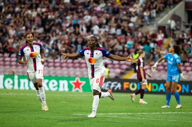 GENEVA, SWITZERLAND, SEPTEMBER 23 : Melchie Dumornay of OL Lyonnes celebrates after scoring her team s fourth goal during the UEFA Women s Champions League 2026 27 League Phase MD1 between Servette FC Chênois féminin and OL Lyonnes at Stade de Genève on September 23, 2026 in Geneva, Switzerland. Copyright: xPaulinexFIGUETx xSPPx Sportspressphoto_SPR237695