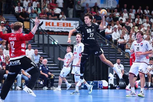 Goal scored by Vincent Faciejew of THW Kiel, 27 GER, TV Huettenberg vs. THW Kiel, Handball, DHB Cup, 2nd Round, 2026–2027 Season, September 23, 2026, Germany, TV Huettenberg vs. THW Kiel, Handball, DHB Cup, Round 2, 2026–2027 season, September 23, 2026, Wetzlar Copyright: xEibner-Pressefoto RenexWeissx EP_RWS