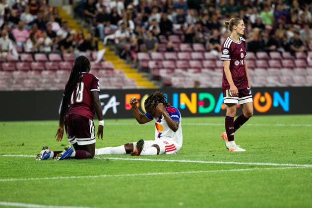 GENEVA, SWITZERLAND, SEPTEMBER 23 : Melchie Dumornay of OL Lyonnes celebrates after scoring her team s sixth goal during the UEFA Women s Champions League 2026 27 League Phase MD1 between Servette FC Chênois féminin and OL Lyonnes at Stade de Genève on September 23, 2026 in Geneva, Switzerland. Copyright: xPaulinexFIGUETx xSPPx Sportspressphoto_SPR237727