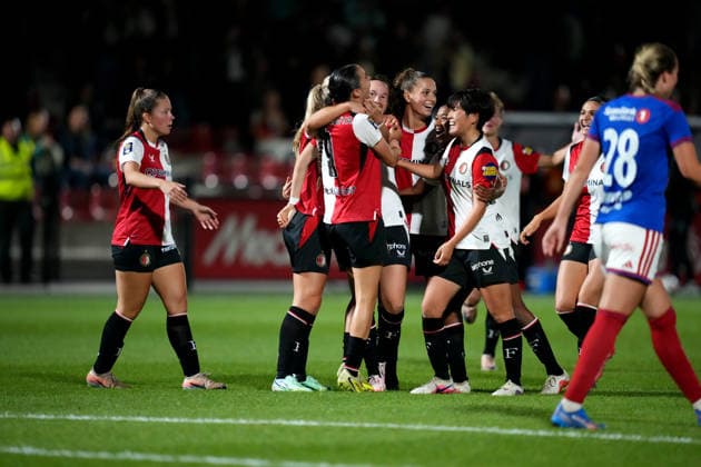 UEFA Women s Europa Cup: Feyenoord Rotterdam V1 v Valerenga Fotball Woman Woman Rotterdam - Tori Dellaperuta of Feyenoord Rotterdam V1 celebrates scoring her team s second goal (2-1) during the second qualifying round 1st leg competition round of the 2026 2027 UEFA Women s Europa Cup season. The match is set between Feyenoord Rotterdam V1 and Valerenga Fotball Woman at Varkenoord on 23 September 2026 in Rotterdam, Netherlands (Hero Images Danny de Groot) Copyright: xDannyxdexGrootx