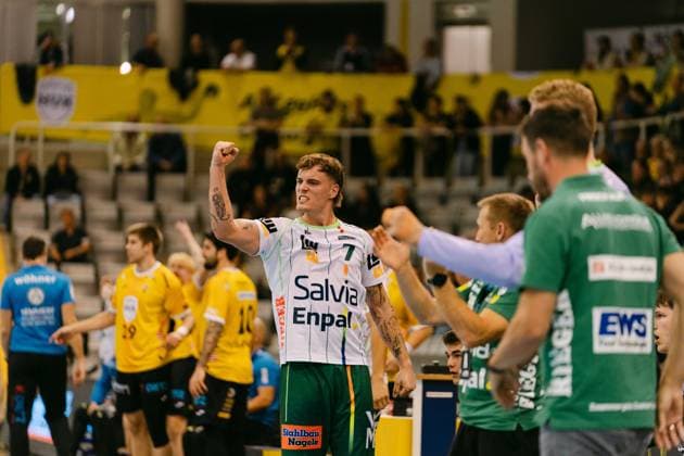 Victor Kloeve FRISCH AUF Goeppingen Handball, DHB Men s Cup, 2026–2027 Season, Round 2, HSC 2000 Coburg vs. FRISCH AUF Göppingen, on September 23, 2026, at the HUK COBURG Arena in Coburg, Germany. For editorial use only. Handball, DHB Cup 2026–2027, HSC 2000 Coburg, FRISCH AUF Goeppingen, Coburg Copyright: xEibner-Pressefotox EP_