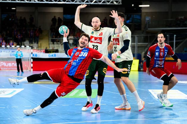 Bietigheim HBL 26 27 DHB Cup SG BBM Bietigheim GWD Minden Jonathan Fischer (Bietigheim), Alexander Weck (Minden), Bietigheim-Bissingen, Egetrans Arena, Baden-Württemberg, Germany
