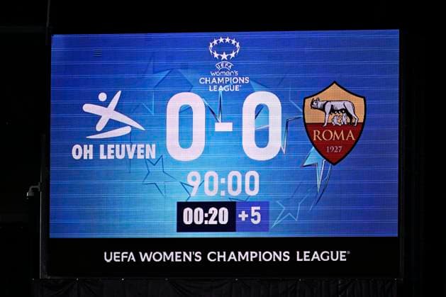 OH Leuven v AS Roma - UEFA Women s Champions League LEUVEN, BELGIUM - SEPTEMBER 23 : Illustrative picture showing the score during the UEFA Women s Champions League 2026 27 League Phase MD1 match between OH Leuven and AS Roma on September 23, 2026 in Leuven, Belgium, 23 09 2026 Leuven Belgium  Copyright: xTomasxSiskx