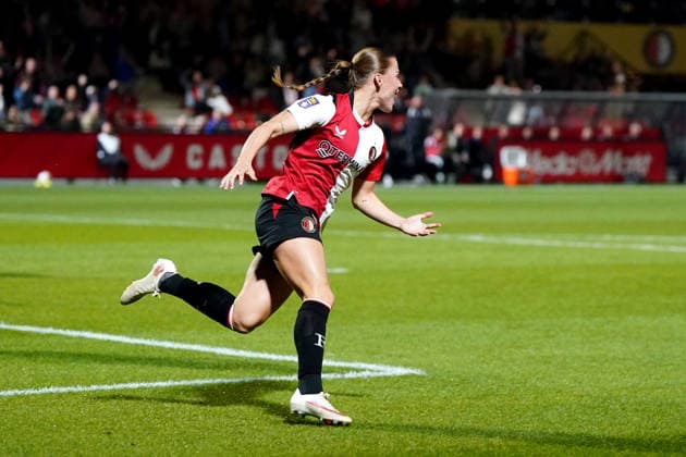 UEFA Women s Europa Cup: Feyenoord Rotterdam V1 v Valerenga Fotball Woman Woman Rotterdam - Fleur Stoit of Feyenoord Rotterdam V1 celebrates scoring her team s fourth goal (4-1) during the second qualifying round 1st leg competition round of the 2026 2027 UEFA Women s Europa Cup season. The match is set between Feyenoord Rotterdam V1 and Valerenga Fotball Woman at Varkenoord on 23 September 2026 in Rotterdam, Netherlands (Hero Images Danny de Groot) Copyright: xDannyxdexGrootx