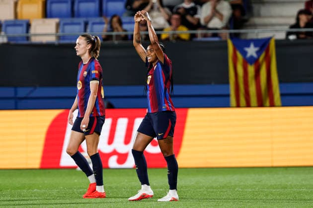 September 23, 2026, Sant Joan Despi, Barcelona, SPAIN: Kerolin Nicoli of FC Barcelona, Barca celebrates a goal during the UEFA WomenÃ¢â‚¬â ¢s Champions League 2026 27 League Phase MD1, football match played between FC Barcelona and Paris FC at Johan Cruyff Stadium on September 23, 2026 in Sant Joan Despi, Spain. Sant Joan Despi SPAIN - ZUMAa181 20260923_zaa_a181_060 Copyright: xJavierxBorregox