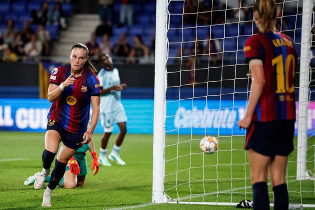 September 23, 2026, Sant Joan Despi, Barcelona, SPAIN: Ewa Pajor of FC Barcelona, Barca celebrates a goal during the UEFA WomenÃ¢â‚¬â ¢s Champions League 2026 27 League Phase MD1, football match played between FC Barcelona and Paris FC at Johan Cruyff Stadium on September 23, 2026 in Sant Joan Despi, Spain. Sant Joan Despi SPAIN - ZUMAa181 20260923_zaa_a181_066 Copyright: xJavierxBorregox