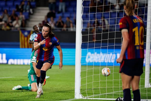 September 23, 2026, Sant Joan Despi, Barcelona, SPAIN: Ewa Pajor of FC Barcelona, Barca celebrates a goal during the UEFA WomenÃ¢â‚¬â ¢s Champions League 2026 27 League Phase MD1, football match played between FC Barcelona and Paris FC at Johan Cruyff Stadium on September 23, 2026 in Sant Joan Despi, Spain. Sant Joan Despi SPAIN - ZUMAa181 20260923_zaa_a181_068 Copyright: xJavierxBorregox