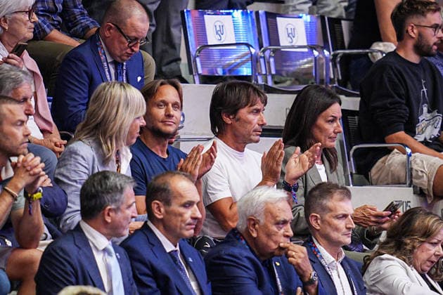 Antonio Conte during the quarter final match of the CEV Enel Eurovolley 2026, between Italy and Finland, at the Palavela in Turin, north west Italy - Wednesday, September 23, 2026. .  Copyright: xMarcoxAlpozzi LaPressex