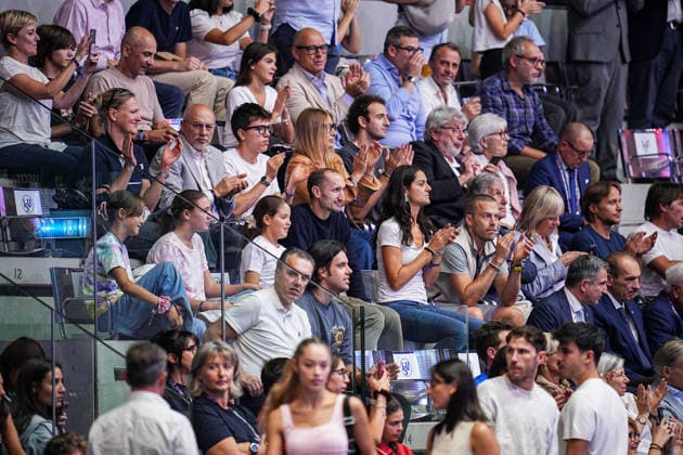 Giorgio Chiellini during the quarter final match of the CEV Enel Eurovolley 2026, between Italy and Finland, at the Palavela in Turin, north west Italy - Wednesday, September 23, 2026. .  Copyright: xMarcoxAlpozzi LaPressex