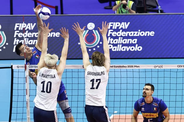 IPA88881346 - Attack by No. 16 Romano Yuri (Italy) during the quarterfinal of the CEV Enel EuroVolley 2026 match between Belgium and Slovenia at PalaVela in Turin, Italy, on September 23, 2026, during CEV EuroVolley 2026 - Quarterfinal - Italy vs. Finland, CEV EuroVolley Men’s match in Turin, Italy, September 23, 2026  Copyright: xValerioxOrigo IPAxSportx xx IPA88881346