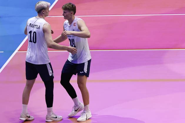 IPA88881351 - 10 Luka Marttila (Finland) and 24 Nooa Marttila (Finland) during the quarterfinal match of CEV Enel EuroVolley 2026 between Belgium and Slovenia at PalaVela, Turin, Italy, on September 23, 2026, during the CEV EuroVolley 2026 quarterfinal—Italy vs. Finland—a men’s CEV EuroVolley match in Turin, Italy, on September 23, 2026  Copyright: xValerioxOrigo IPAxSportx xx IPA88881351