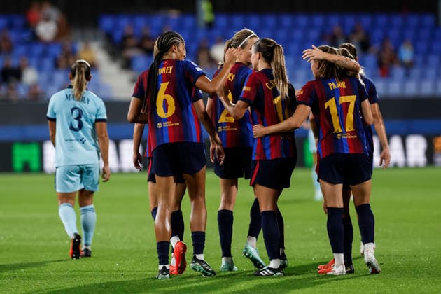 September 23, 2026, Sant Joan Despi, Barcelona, SPAIN: Caroline Graham of FC Barcelona, Barca celebrates a goal with teammates during the UEFA WomenÃ¢â‚¬â ¢s Champions League 2026 27 League Phase MD1, football match played between FC Barcelona and Paris FC at Johan Cruyff Stadium on September 23, 2026 in Sant Joan Despi, Spain. Sant Joan Despi SPAIN - ZUMAa181 20260923_zaa_a181_078 Copyright: xJavierxBorregox