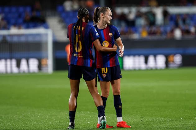 September 23, 2026, Sant Joan Despi, Barcelona, SPAIN: Caroline Graham of FC Barcelona, Barca celebrates a goal during the UEFA WomenÃ¢â‚¬â ¢s Champions League 2026 27 League Phase MD1, football match played between FC Barcelona and Paris FC at Johan Cruyff Stadium on September 23, 2026 in Sant Joan Despi, Spain. Sant Joan Despi SPAIN - ZUMAa181 20260923_zaa_a181_085 Copyright: xJavierxBorregox