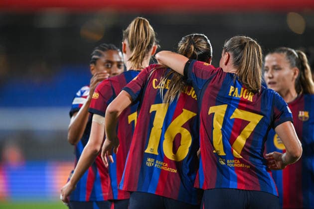 FC Barcelona, Barca v PARIS FC JOHAN CRUYFF STADIUM, BARCELONA. September 23,2026 FC BARCELONA vs Paris Football Club September 23,2026 C. Serrajordi (16) of FC Barcelona celebrates scoring his team s second goal with teammates during the soccer match corresponding to the first day of the UEFA Women s Champions League between FC Barcelona and Paris FC at Johan Cruyff Stadium in Barcelona, Spain, on September 23, 2026. Barcelona ESP Copyright: xS.xRosx