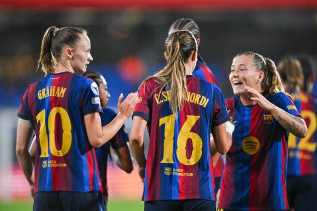 FC Barcelona, Barca v PARIS FC JOHAN CRUYFF STADIUM, BARCELONA. September 23,2026 FC BARCELONA vs Paris Football Club September 23,2026 C. Serrajordi (16) of FC Barcelona celebrates scoring his team s second goal with teammates during the soccer match corresponding to the first day of the UEFA Women s Champions League between FC Barcelona and Paris FC at Johan Cruyff Stadium in Barcelona, Spain, on September 23, 2026. Barcelona ESP Copyright: xS.xRosx