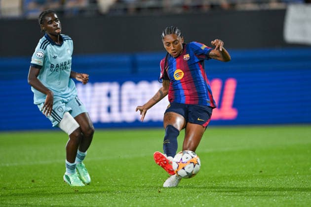 FC Barcelona, Barca v PARIS FC JOHAN CRUYFF STADIUM, BARCELONA. September 23,2026 FC BARCELONA vs Paris Football Club September 23,2026 Kerolin (7) of FC Barcelona scores his team s first goal during the soccer match corresponding to the first day of the UEFA Women s Champions League between FC Barcelona and Paris FC at Johan Cruyff Stadium in Barcelona, Spain, on September 23, 2026. Barcelona ESP Copyright: xS.xRosx