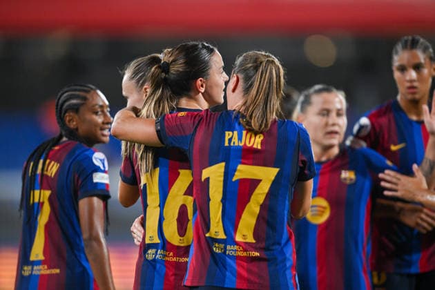 FC Barcelona, Barca v PARIS FC JOHAN CRUYFF STADIUM, BARCELONA. September 23,2026 FC BARCELONA vs Paris Football Club September 23,2026 C. Serrajordi (16) of FC Barcelona celebrates scoring his team s second goal with teammates during the soccer match corresponding to the first day of the UEFA Women s Champions League between FC Barcelona and Paris FC at Johan Cruyff Stadium in Barcelona, Spain, on September 23, 2026. Barcelona ESP Copyright: xS.xRosx