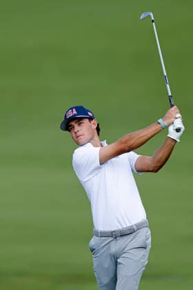 MEDINAH, IL - SEPTEMBER 23: Jackson Koivun of the United States plays from the fairway at the second hole prior to the Presidents Cup 2026 on September 23, 2026 at Medinah Country Club in Medinah, Illinois. (Photo by Joe Robbins Icon Sportswire) GOLF: SEP 23 Presidents Cup EDITORIAL USE ONLY Icon573260923003