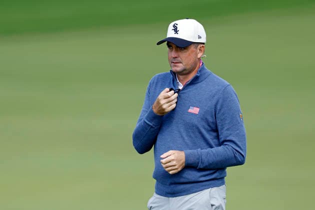 MEDINAH, IL - SEPTEMBER 23: Assistant captain Keegan Bradley of the United States looks on prior to the Presidents Cup 2026 on September 23, 2026 at Medinah Country Club in Medinah, Illinois. (Photo by Joe Robbins Icon Sportswire) GOLF: SEP 23 Presidents Cup EDITORIAL USE ONLY Icon573260923005