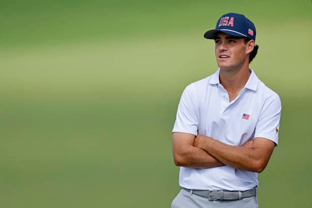 MEDINAH, IL - SEPTEMBER 23: Jackson Koivun of the United States looks on prior to the Presidents Cup 2026 on September 23, 2026 at Medinah Country Club in Medinah, Illinois. (Photo by Joe Robbins Icon Sportswire) GOLF: SEP 23 Presidents Cup EDITORIAL USE ONLY Icon573260923007