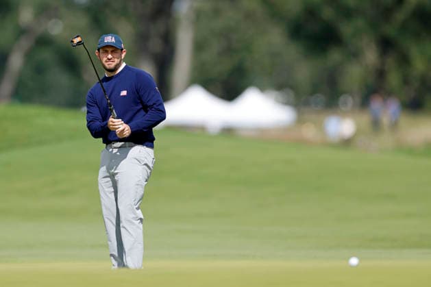 MEDINAH, IL - SEPTEMBER 23: Patrick Cantlay of the United States watches his putt at the second hole prior to the Presidents Cup 2026 on September 23, 2026 at Medinah Country Club in Medinah, Illinois. (Photo by Joe Robbins Icon Sportswire) GOLF: SEP 23 Presidents Cup EDITORIAL USE ONLY Icon573260923016