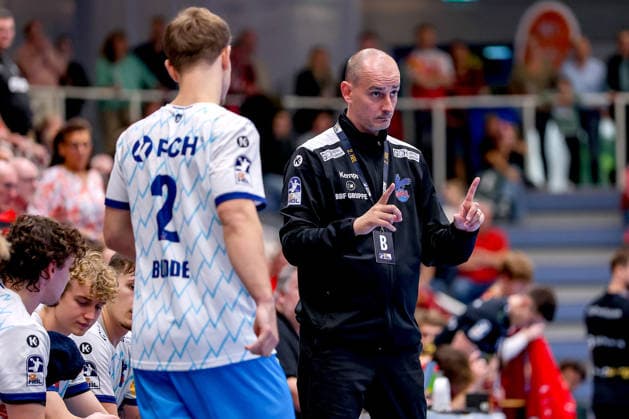 September 23, 2026, 2nd round of the DHB Cup, TuSEM Essen 1 vs. VfL Potsdam; Coach Emir Kurtagic of VfL Potsdam gesturing on the sidelines, North Rhine-Westphalia, Germany