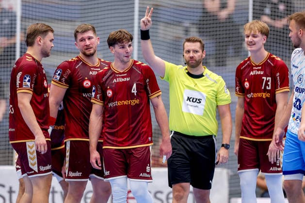 September 23, 2026, 2nd round of the DHB Cup, TuSEM Essen 1, VfL Potsdam, Felix Göttler, TUSEM Essen 04 responds to a 2-minute penalty, North Rhine-Westphalia, Germany