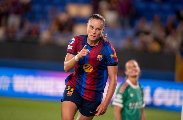 ESP UEFA Women s Champions League: FC Barcelona vs. Paris FC. Ewa Pajor of Barcelona scores a goal and celebrates during the UEFA Women s Champions League match between FC Barcelona and Paris FC, played at Spotify Camp Nou Stadium in Barcelona on September 23, 2026, in Spain Copyright: xAgenciaxLOFx