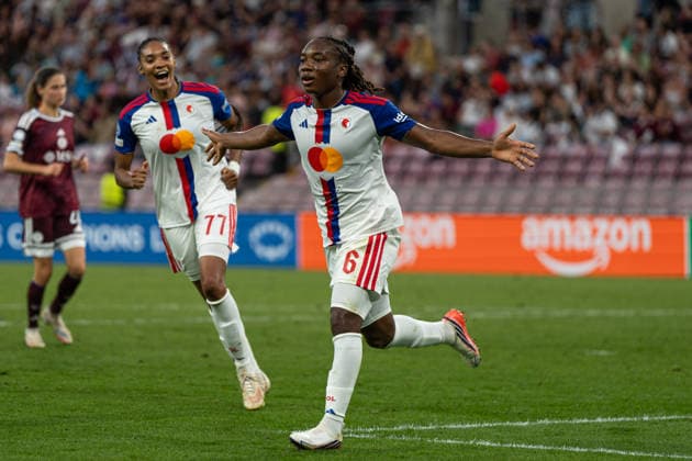 GENEVA, SWITZERLAND, SEPTEMBER 23 : Melchie Dumornay of OL Lyonnes celebrates the goal (0-4) during the UEFA Women s Champions League 2026 27 League Phase MD1 between Servette FC Chênois féminin and OL Lyonnes at Stade de Genève on September 23, 2026 in Geneva, Switzerland. Copyright: xCarlaxBoticax xSPPx Sportspressphoto_SPR238057