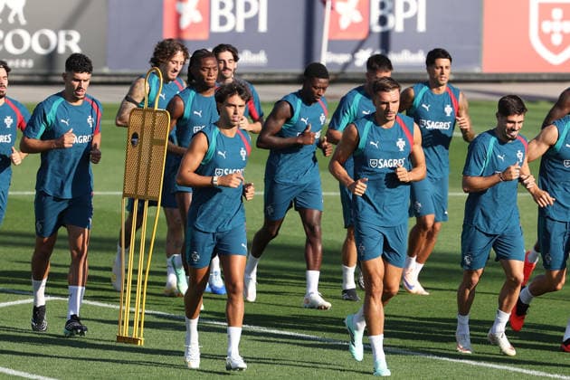 Lisbon, Portugal, September 23: João Félix (Portugal) and João Palhinha (Portugal) during the Portugal national team s training session ahead of the UEFA Nations League 2026–27 League Phase Matchday 1 match between Portugal and Wales at Estádio José Alvalade in Lisbon, Portugal Copyright: HMBxMedia JoaquimxFerreira