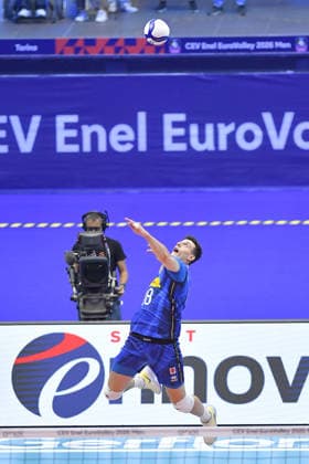 IPA88888816 - Turin, Italy, September 23, 2026, Palavela Turin, CEV Eurovolley Men 2026 Round of 16, Giovanni Sanguinetti 18 (ITA)..in action during the CEV Eurovolley Men 2026 match between Italy and Finland (2–3) in Turin at Palavela  Copyright: xTonelloxAbozzi IPAxSportx xx IPA88888816