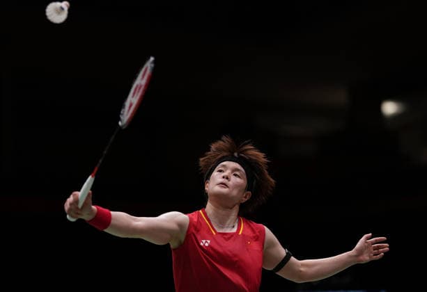(260924) -- ICHINOMIYA, Sept. 24, 2026 -- Wang Zhiyi of team China competes in the singles match against Yamaguchi Akane of team Japan during the badminton women s team final between China and Japan at the 20th Asian Games Aichi-Nagoya 2026 in Ichinomiya of Aichi Prefecture, Japan, Sept. 24, 2026. ) (SP)JAPAN-ICHINOMIYA-ASIAN GAMES-BADMINTON-WOMEN S TEAM-FINAL-CHN VS JPN LixBo 