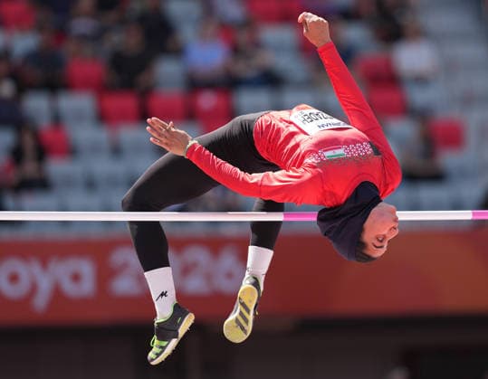 (260924) -- NAGOYA, Sept. 24, 2026 -- Fatemeh Mohitizadeh of Iran competes during the women s heptathlon high jump of Athletics at the 20th Asian Games Aichi-Nagoya 2026 in Nagoya, Japan, Sept. 24, 2026. ) (SP)JAPAN-NAGOYA-ASIAN GAMES-ATHLETICS-WOMEN S HEPTATHLON-HIGH JUMP JiaxYuchen 