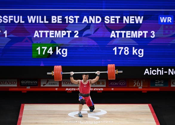 (260924) -- NAGOYA, Sept. 24, 2026 -- Pang Un Chol of the Democratic People s Republic of Korea competes during the men s 60kg final of weightlifting at the 20th Asian Games Aichi-Nagoya 2026 in Nagoya, Japan, Sept. 24, 2026. ) (SP)JAPAN-NAGOYA-ASIAN GAMES-WEIGHTLIFTING-MEN S 60KG YuxYang 
