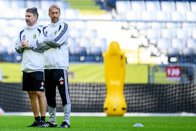 September 24, 2026: Head coach Graham Potter of the Swedish men’s national soccer team at a training session on September 24, 2026 in Stockholm. Photo by Jesper Zerman. BILDBYRAN code JZ JZ0758 soccer football fotball Nations League UEFA Nations League training practice Sweden Sweden A BBENG  Copyright: JESPERxZERMAN BB260924JZ012
