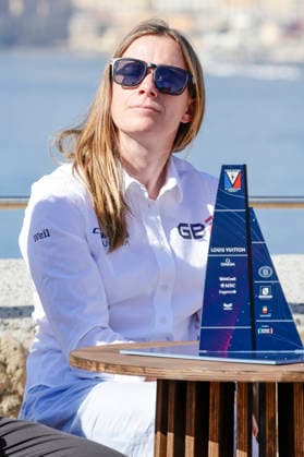 THE LOUIS VUITTON 38TH AMERICA™S CUP PRELIMINARY REGATTA, NAPLES Hannah Mills Cobham-Ultra GB2 Helm During the press conference, PK, Pressekonferenz to present the teams at Castel dell™Ovo on 24 September 2026. _BPH3608 Copyright: xAntonioxBalascox