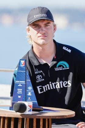 THE LOUIS VUITTON 38TH AMERICA™S CUP PRELIMINARY REGATTA, NAPLES Jake Pye Emirates Team New Zealand 2 Helm During the press conference, PK, Pressekonferenz to present the teams at Castel dell™Ovo on 24 September 2026. _BPH3695 Copyright: xAntonioxBalascox