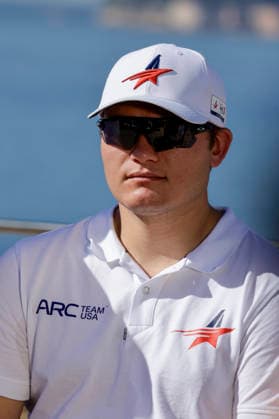 THE LOUIS VUITTON 38TH AMERICA™S CUP PRELIMINARY REGATTA, NAPLES Harry Melges IV American Racing Challenger Team USA Helm During the press conference, PK, Pressekonferenz to present the teams at Castel dell™Ovo on 24 September 2026. _BPH3748 Copyright: xAntonioxBalascox