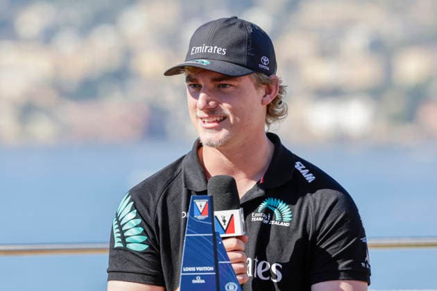 THE LOUIS VUITTON 38TH AMERICA™S CUP PRELIMINARY REGATTA, NAPLES Jake Pye Emirates Team New Zealand 2 Helm During the press conference, PK, Pressekonferenz to present the teams at Castel dell™Ovo on 24 September 2026. _BPH3814 Copyright: xAntonioxBalascox